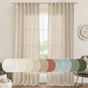 Neutral Linen Sheer Curtains - Home Accents 102 x 52 inch, 2 panels